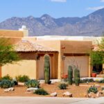 Beautiful adobe home and southwestern architecture glows in the Arizona sun